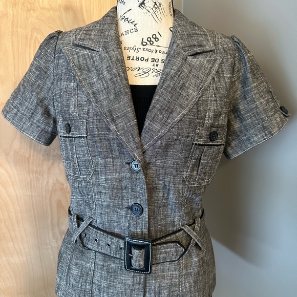Short Sleeve Belted Blazer - Picture 2 of 4